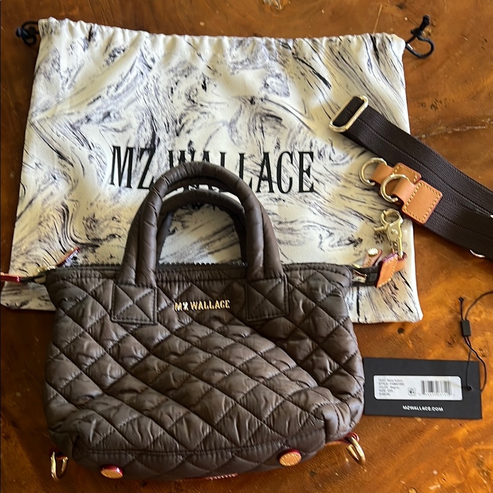 MZ Wallace Brown Quilted Women's Bag Micro Sutton. One year old bag hardly worn.